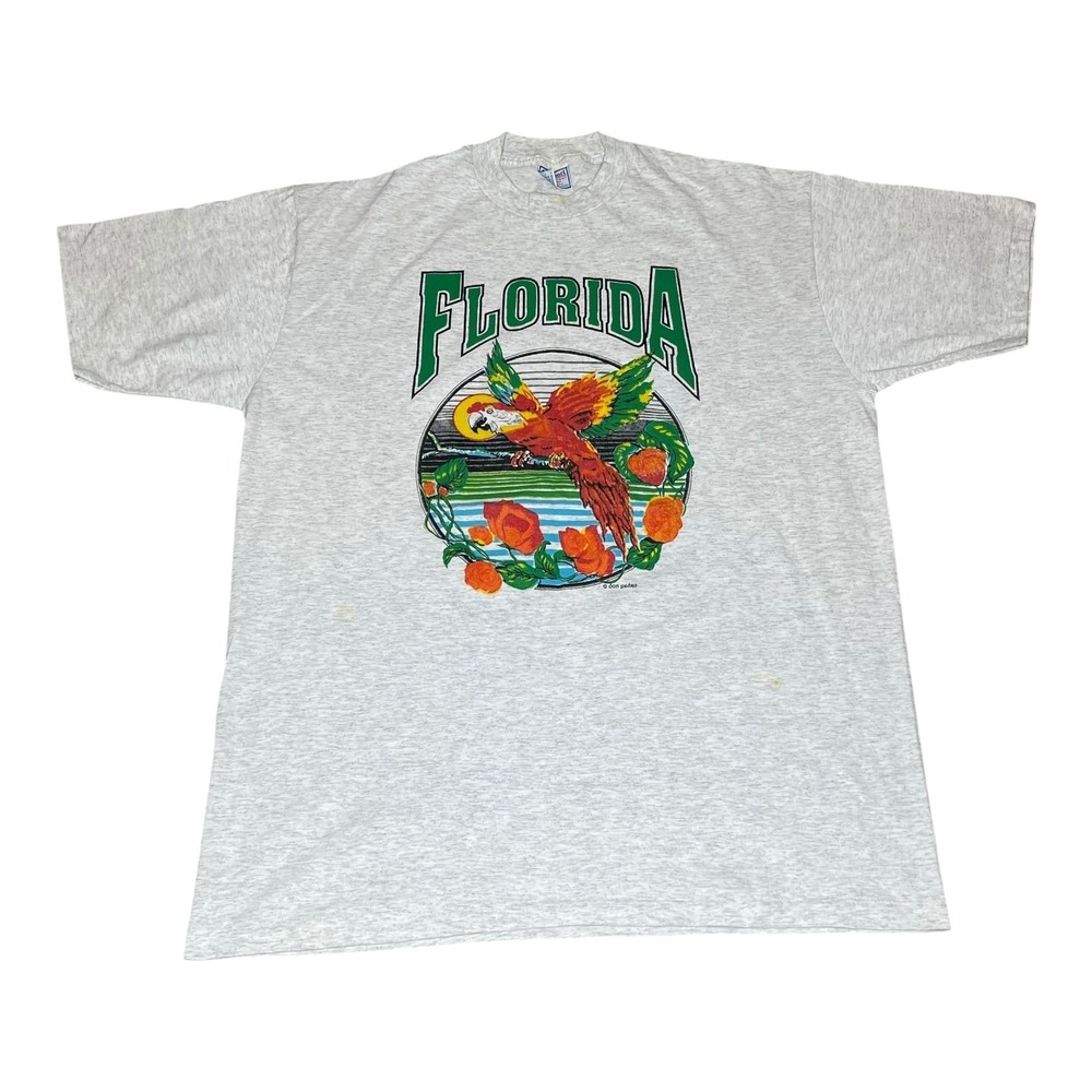 Vintage All Sport Single Stitch Florida Don Pedro Parrot Graphic T-Shirt Men XXL